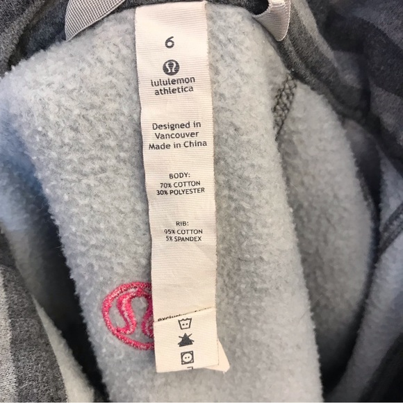 Lululemon size 6 grey stripe high neck sweatshirt with hot pink accents - Picture 6 of 6